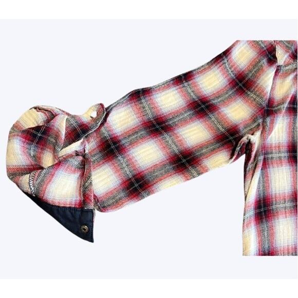 Kut From The Kloth Shirt Womens Medium Plaid Pearl Snap Roll Tab Equestrian - Picture 5 of 5